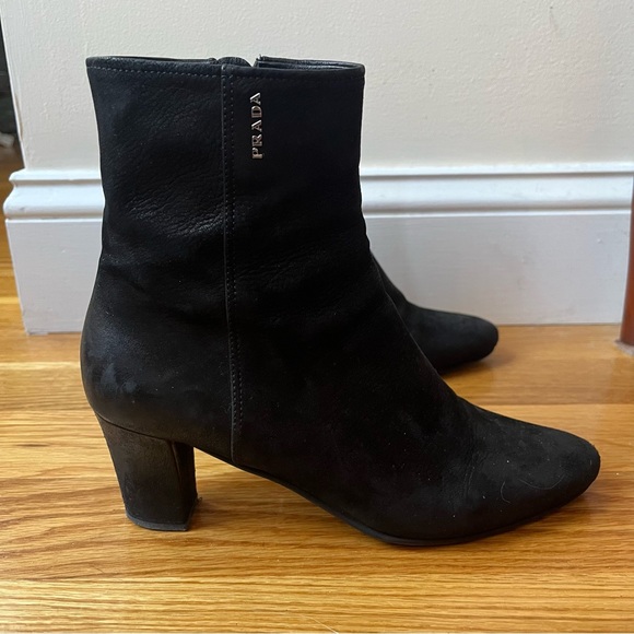 Prada Black Leather Heeled Ankle Boots - Picture 4 of 15